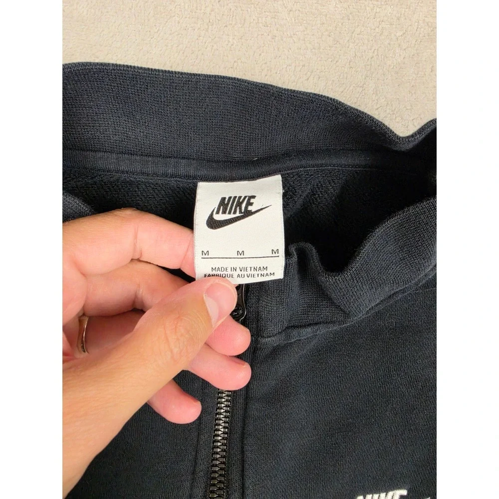Nike Full Zip Sweatshirt Womens Medium Black DD5376 Oversized Fleece Jacket
